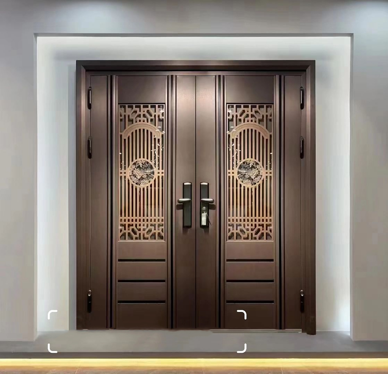 304不锈钢入户大门,农村自建房豪华不锈钢大门定制,304不锈钢仿古铜门