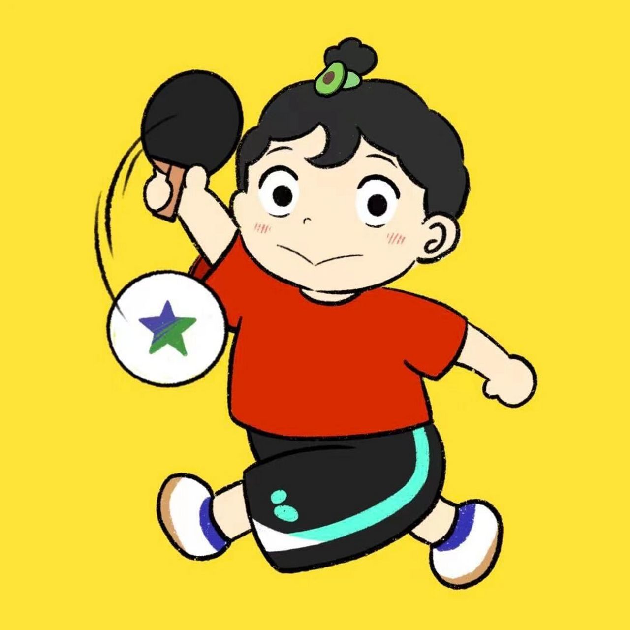 欢迎新朋友加入乒乓球头像大军~ 给朋友定制的波吉打乒乓球头像~~看回