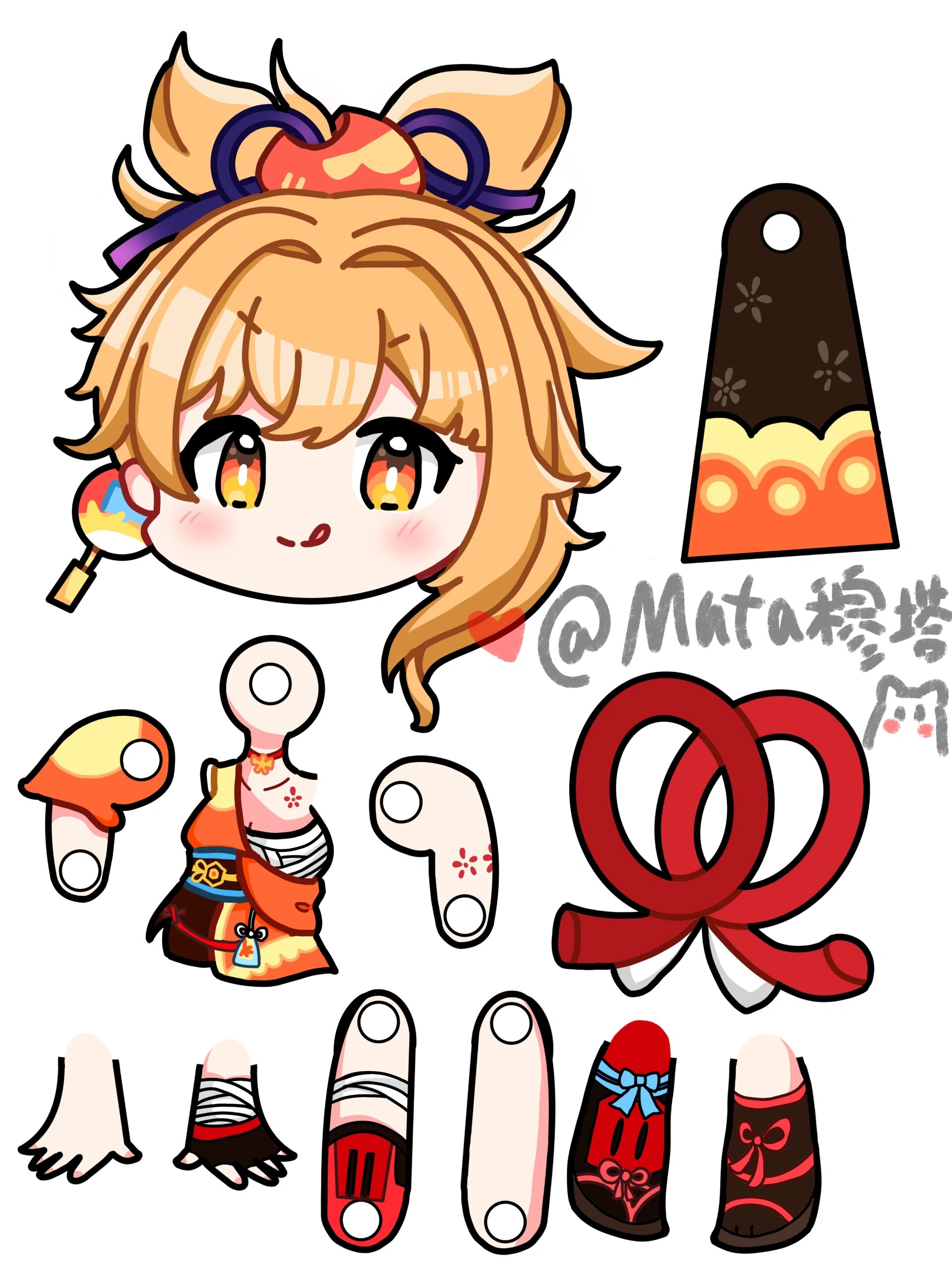 可动纸片人图纸,但是原神