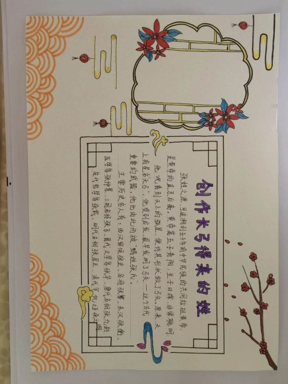 关于姓氏的手抄报