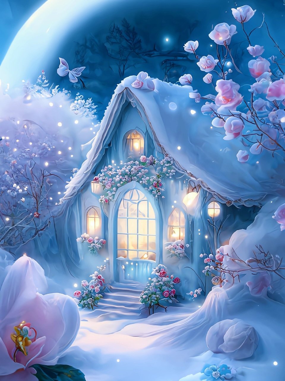 梦幻雪景‖童话般的浅蓝色雪屋