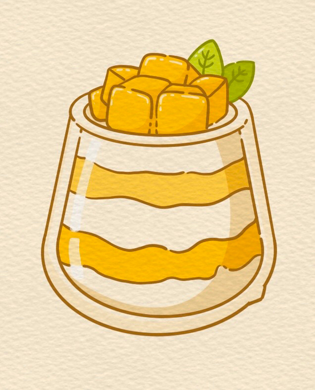 「简笔画」(100/89)芒果03布丁98·内附步骤 今日份芒果03布丁