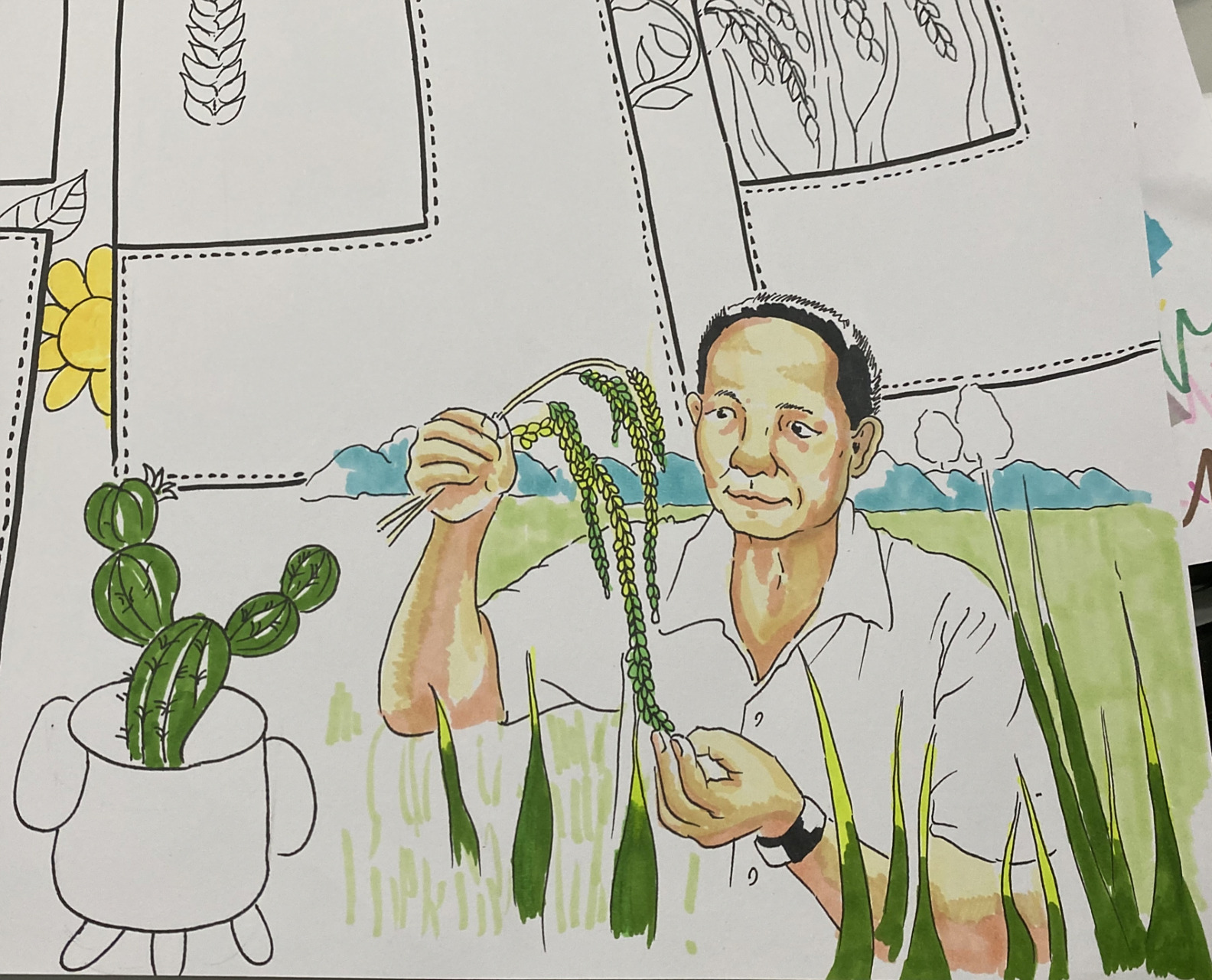 植物生长日记 儿童画 纪念袁隆平老爷爷