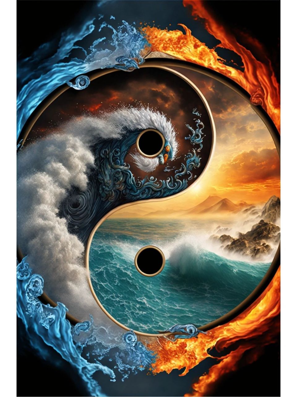 ai绘画"关键词"阴阳 两组阴阳图,ai智能绘图"关键词"