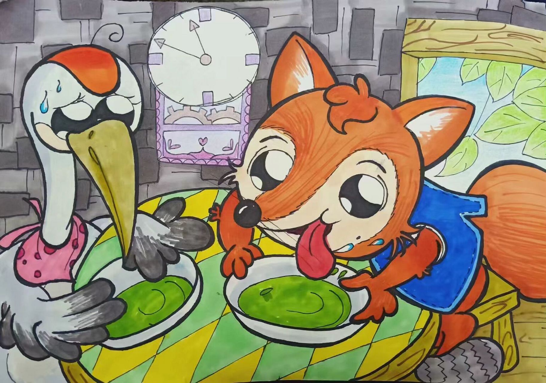 简笔画·狐狸和仙鹤 03:仙鹤为什么没有吃饭?