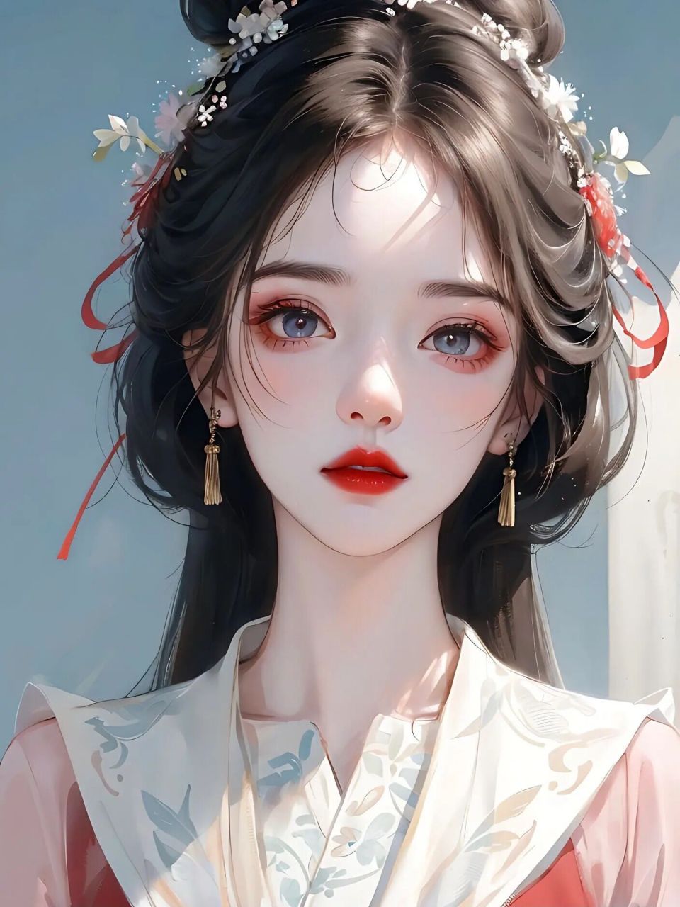 皓齿红唇晕玉颜,凝脂点点闪星光|女生头像