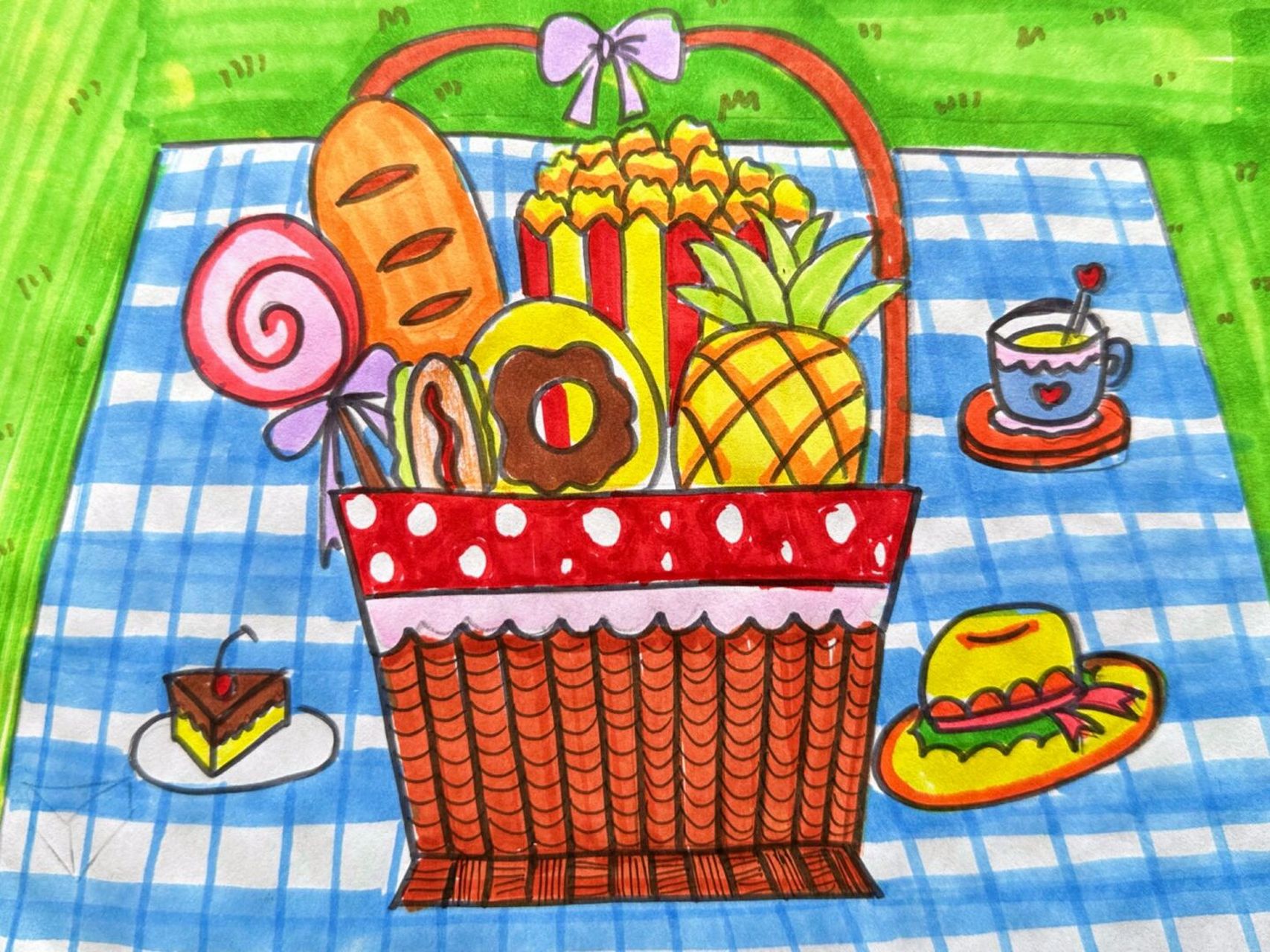 儿童创意画# #创意美术儿童画# #创意儿童画# #儿童画##野餐