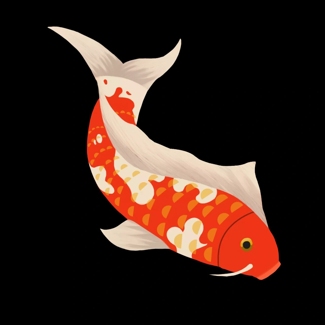 国潮插画|锦鲤 元素合集97 新年迎好运06 手绘水彩中国风传统海报