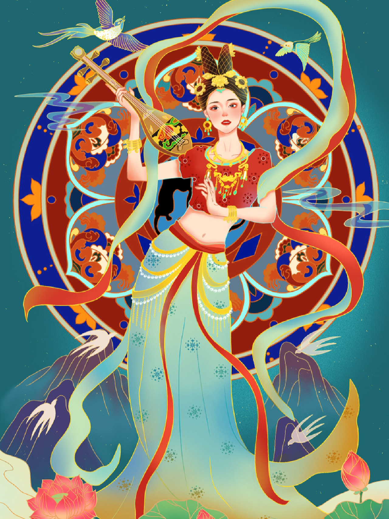 古风插画 i 敦煌飞天少女