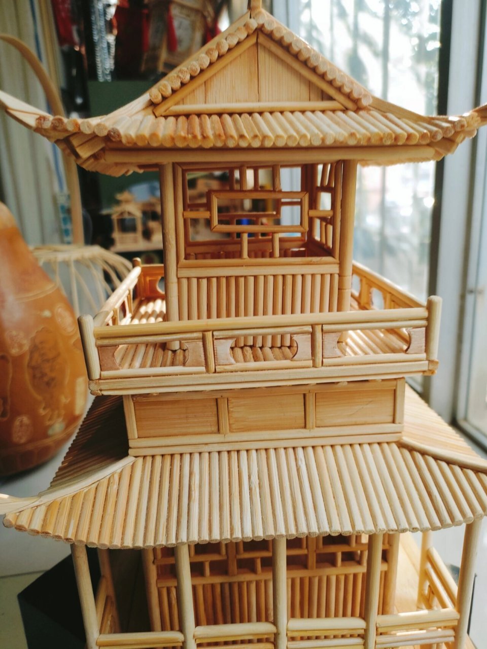 手工制作竹艺古建筑