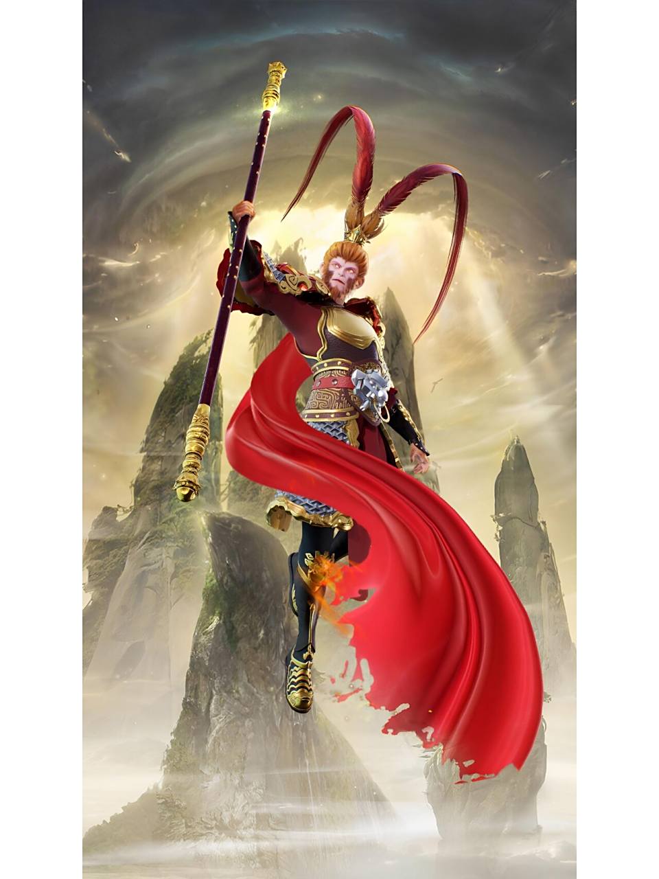 孙悟空壁纸分享|齐天大圣|最帅的男人之一 身穿金甲亮堂堂,头戴金冠光