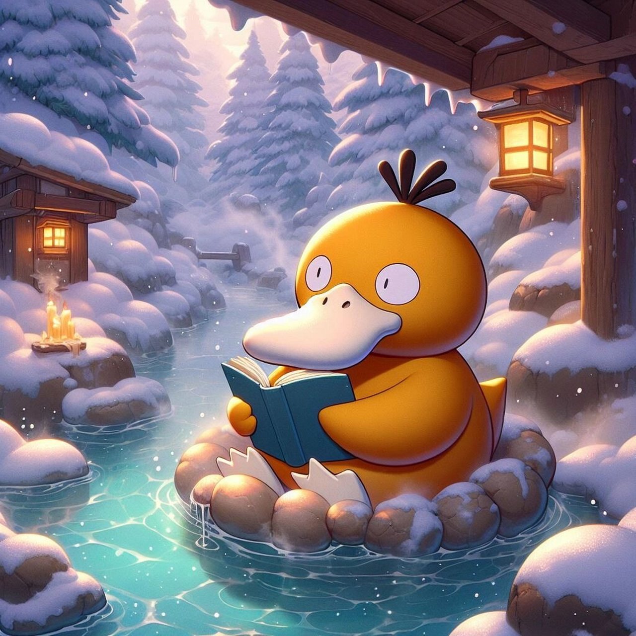 宝可梦头像丨冬至温泉丨可达鸭来了