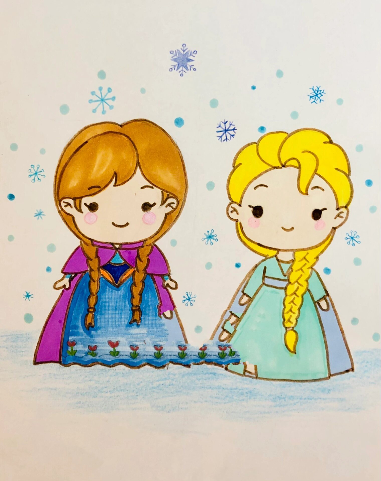 简笔画安娜与艾莎 六岁女孩的公主梦