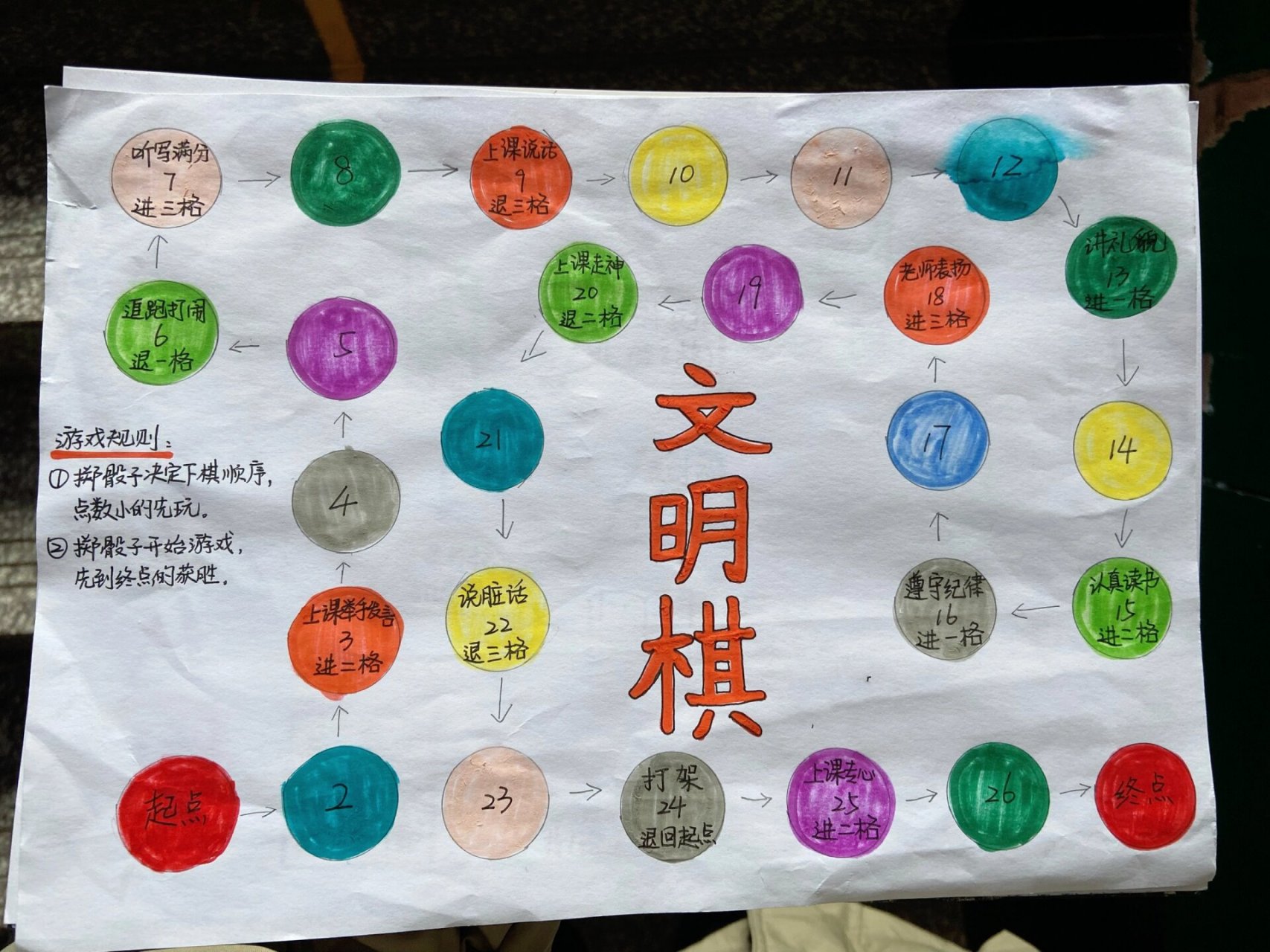 二年级的特色作业-文明棋 孩子们真不错