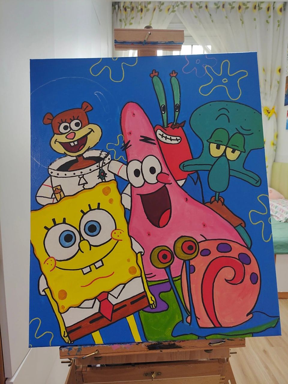 海绵宝宝全家福 画之前觉得很简单,结果画了五个小时!好喜欢!