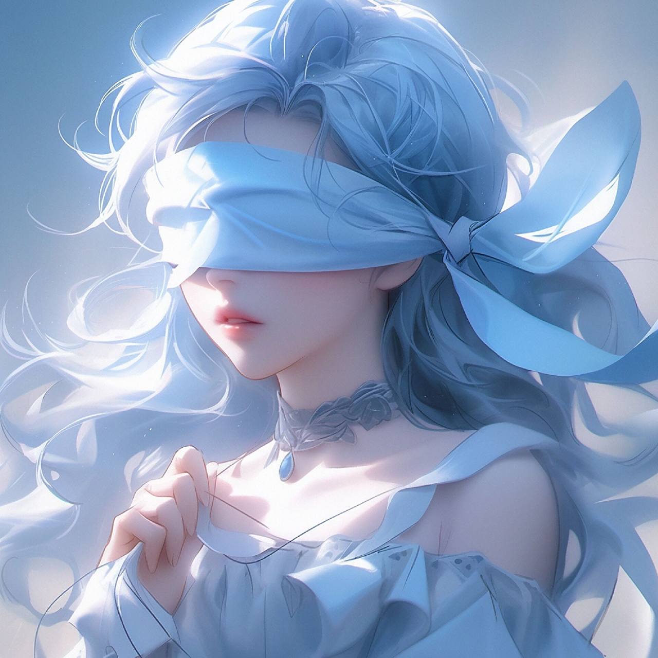 女生头像丨蓝色,眼罩