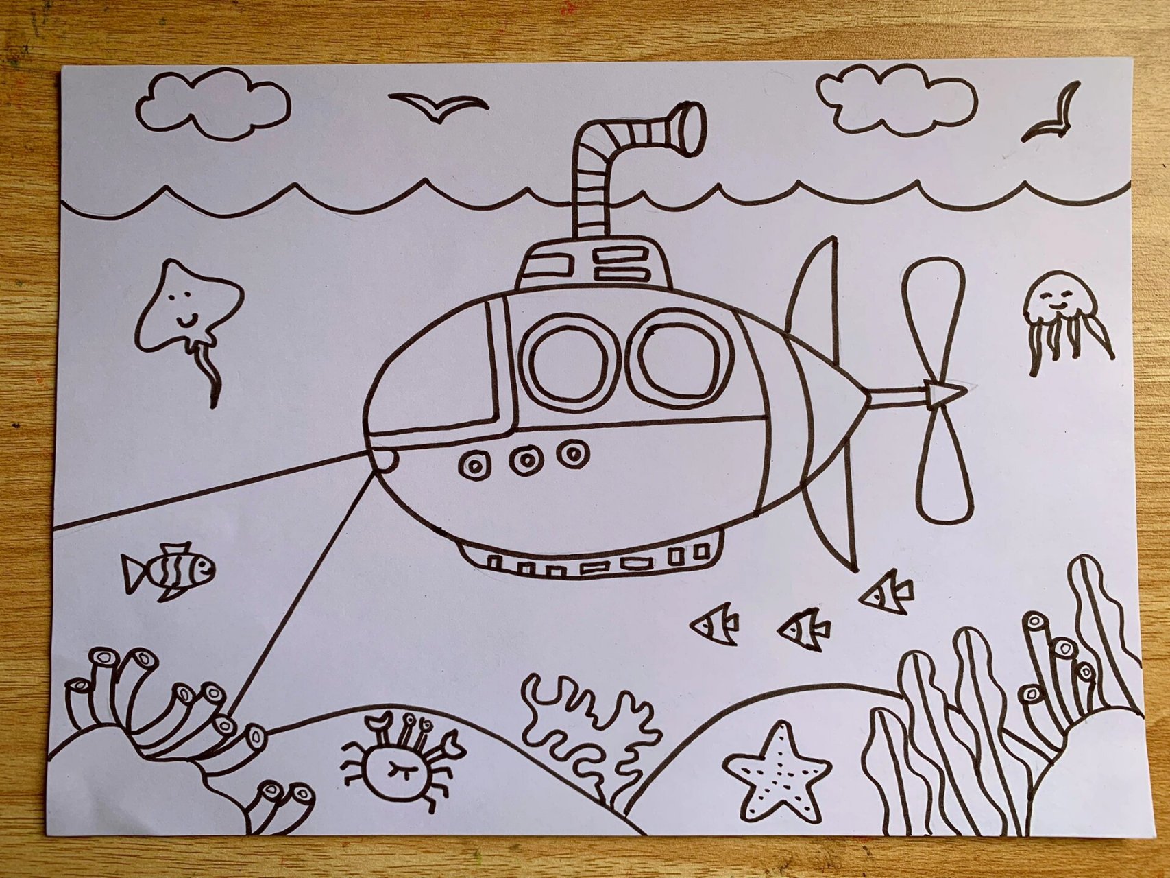 儿童美术96简笔画 儿童美术96适合5-7岁儿童的简笔画,作品:潜水艇