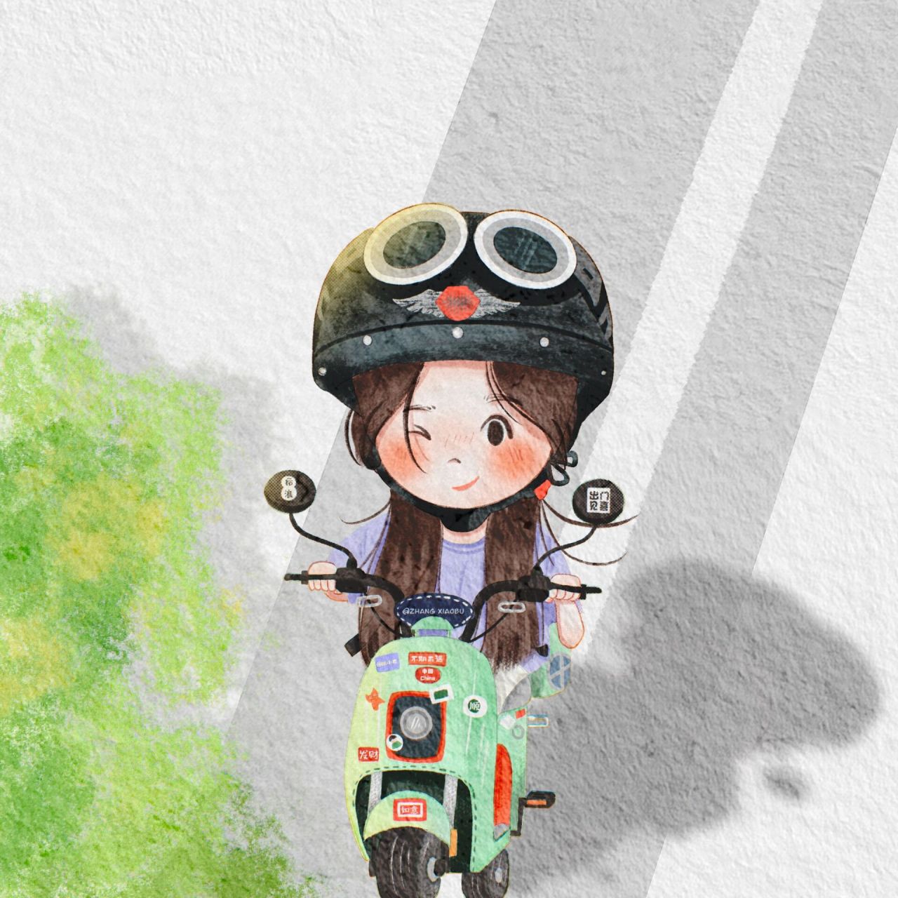 妈呀!孙头头  后浪头像 | 附线稿 骑上我心爱的小摩托.