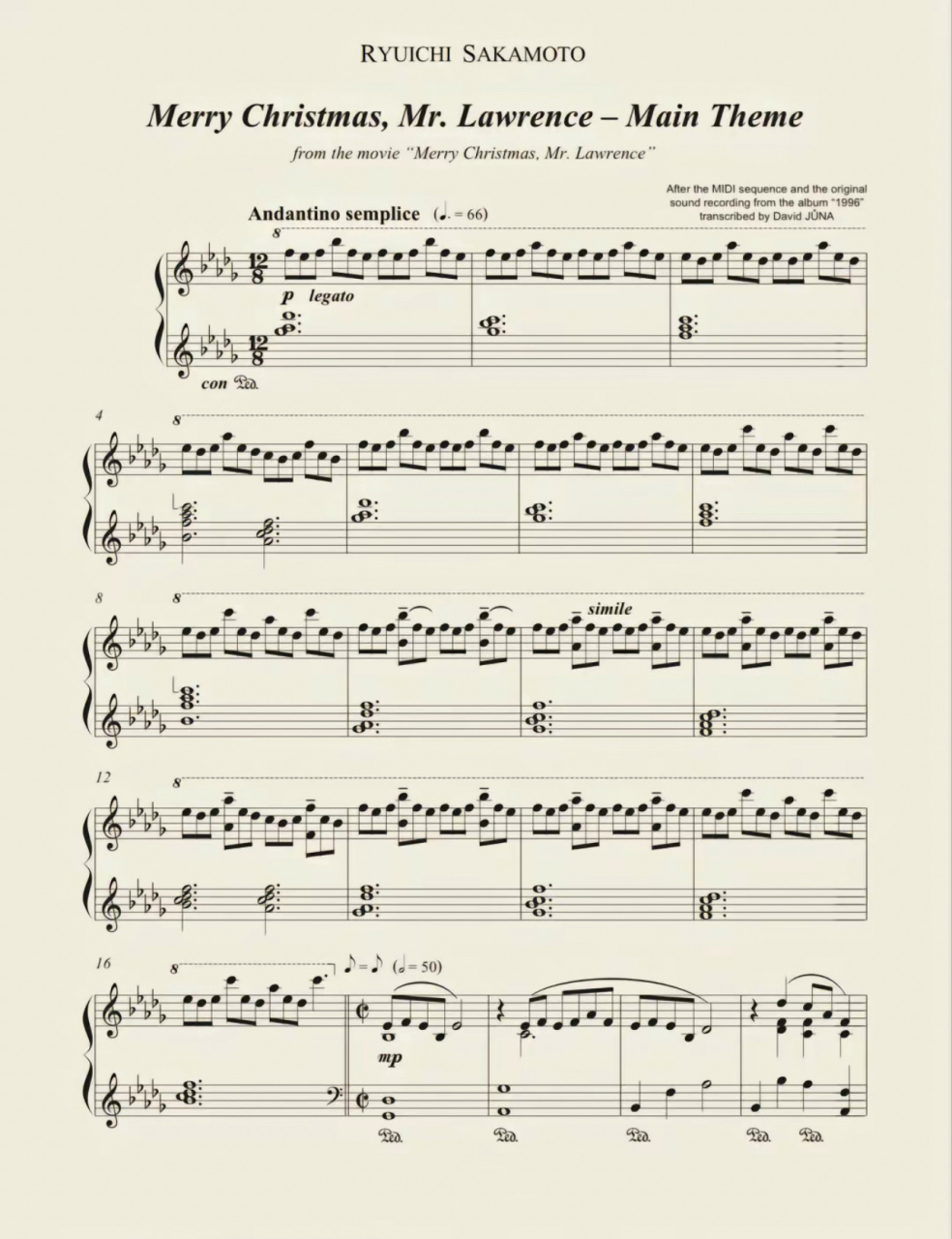 lawrence钢琴谱,原版的哦,圣诞节快到了,大家快练起来吧