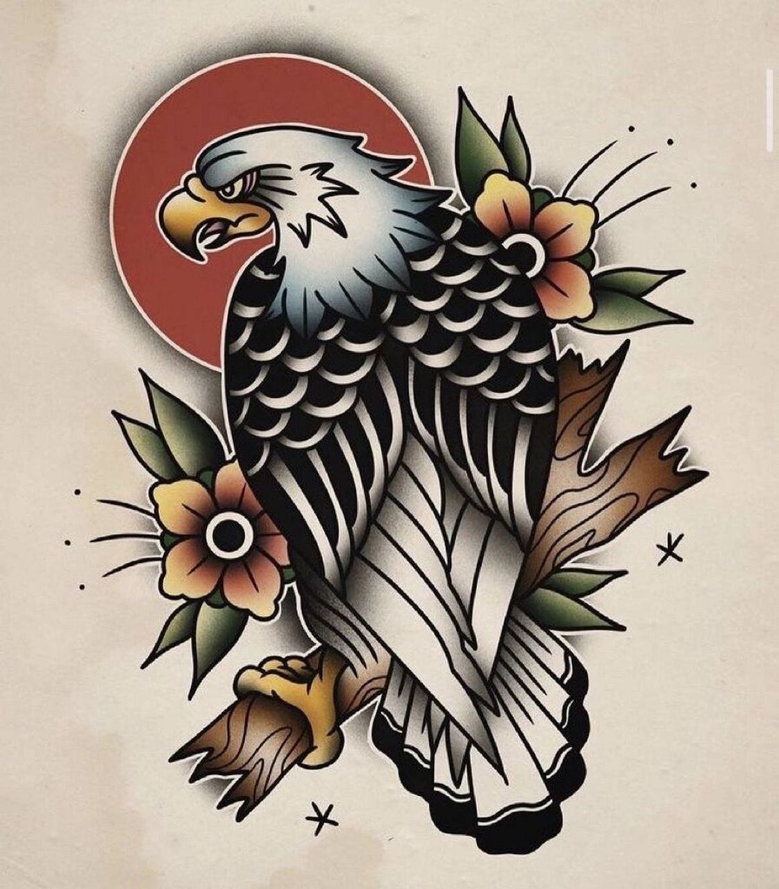 纹身手稿分享|old school老鹰 老鹰的寓意,向往自由,喜欢自由.