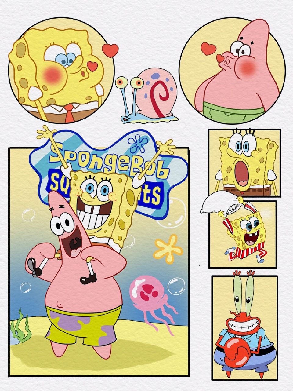 分镜插画|海绵宝宝与派大星 你在我身边的时候 我从来没有羡慕过任何