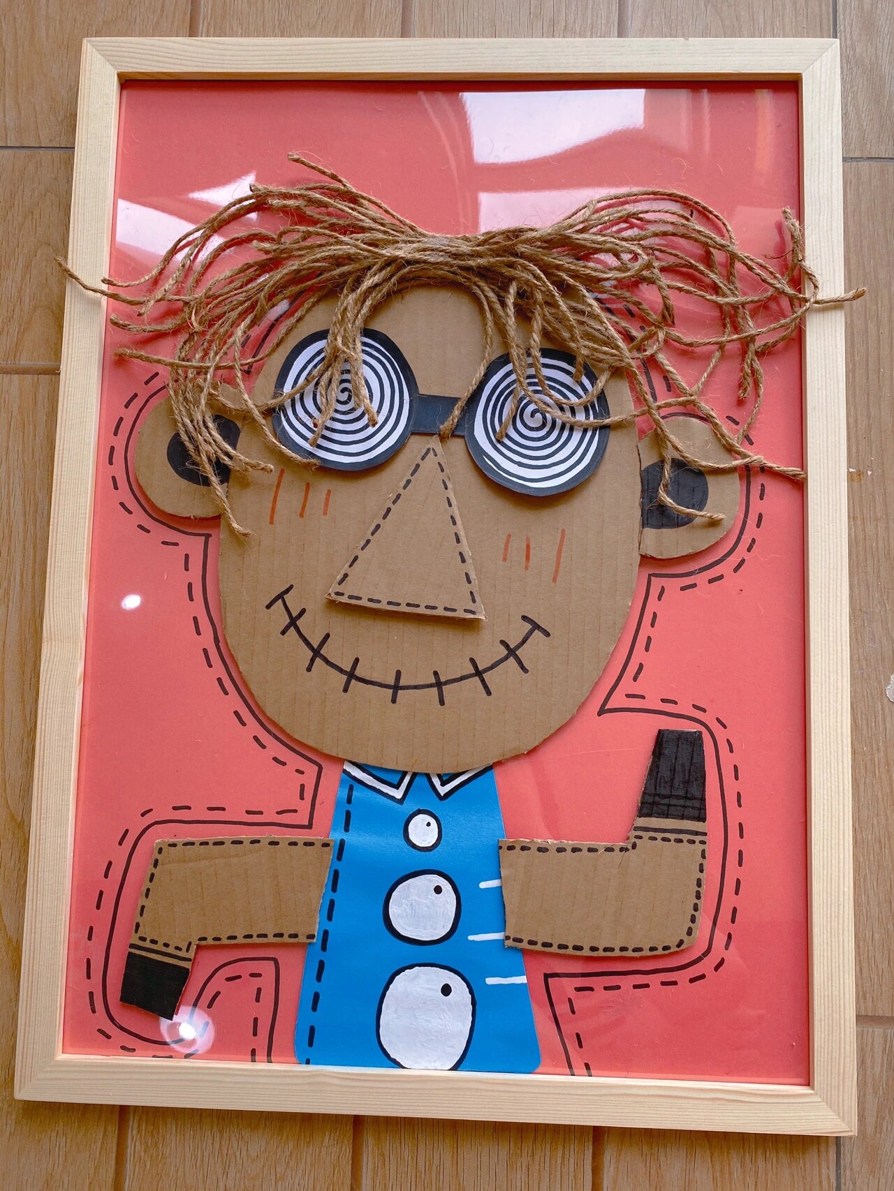 环创制作 纸皮木框画 麻绳纸板(人物篇)