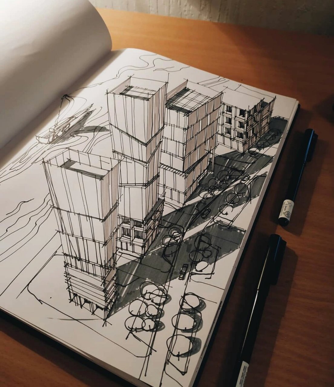 建筑设计手绘俯视图