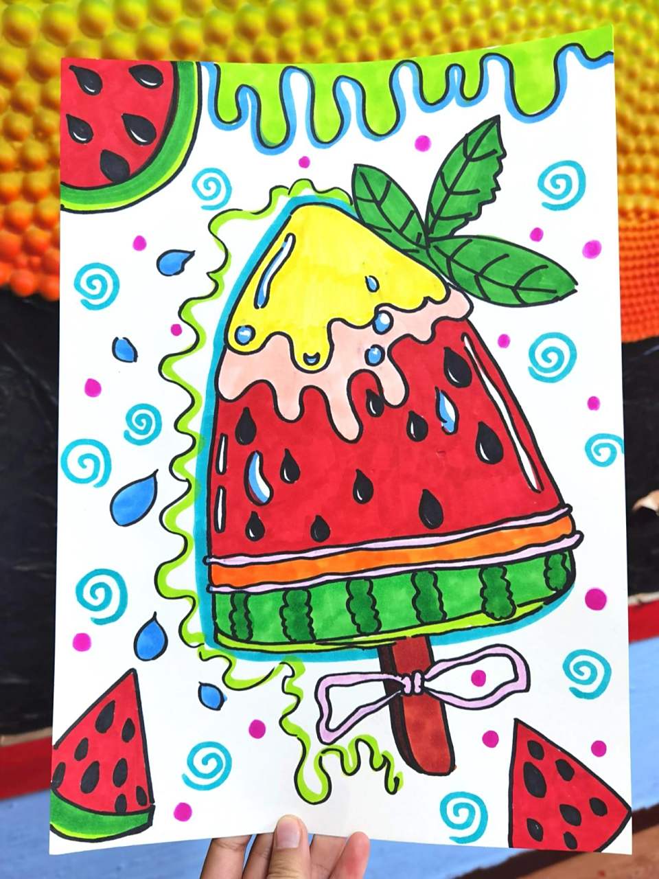 少儿创意美术:夏日棒冰 适合幼儿园大班和一年级绘画 马克笔:多乐绘