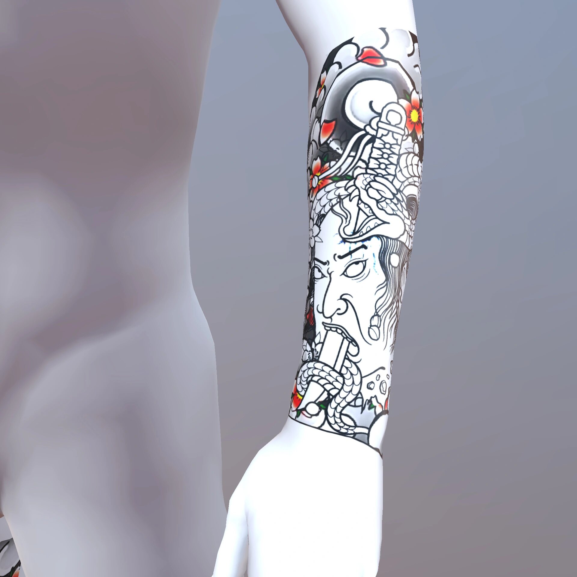 半臂生首纹身设计手稿