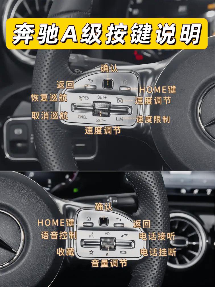 奔驰a级 按键说明图解来啦!开了这么 久了,你都清楚吗?a200a180l