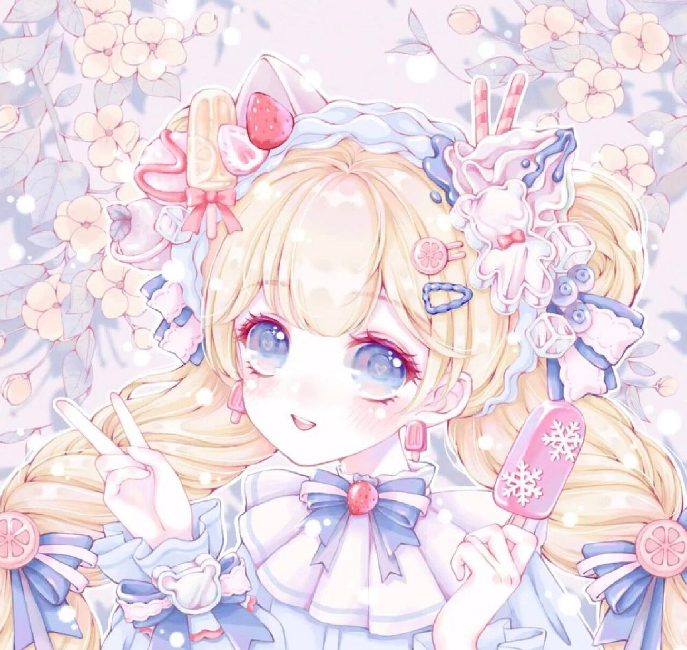 可爱萌妹动漫头像图片 如果说阳光可以治愈心情,而鲜花的芳香可以治愈