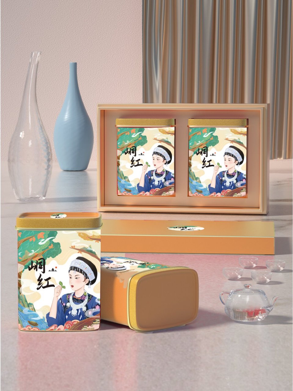 茶叶包装设计 | 塑造民族特色感🍵茶礼 此款茶叶包装设计 贴合湘西