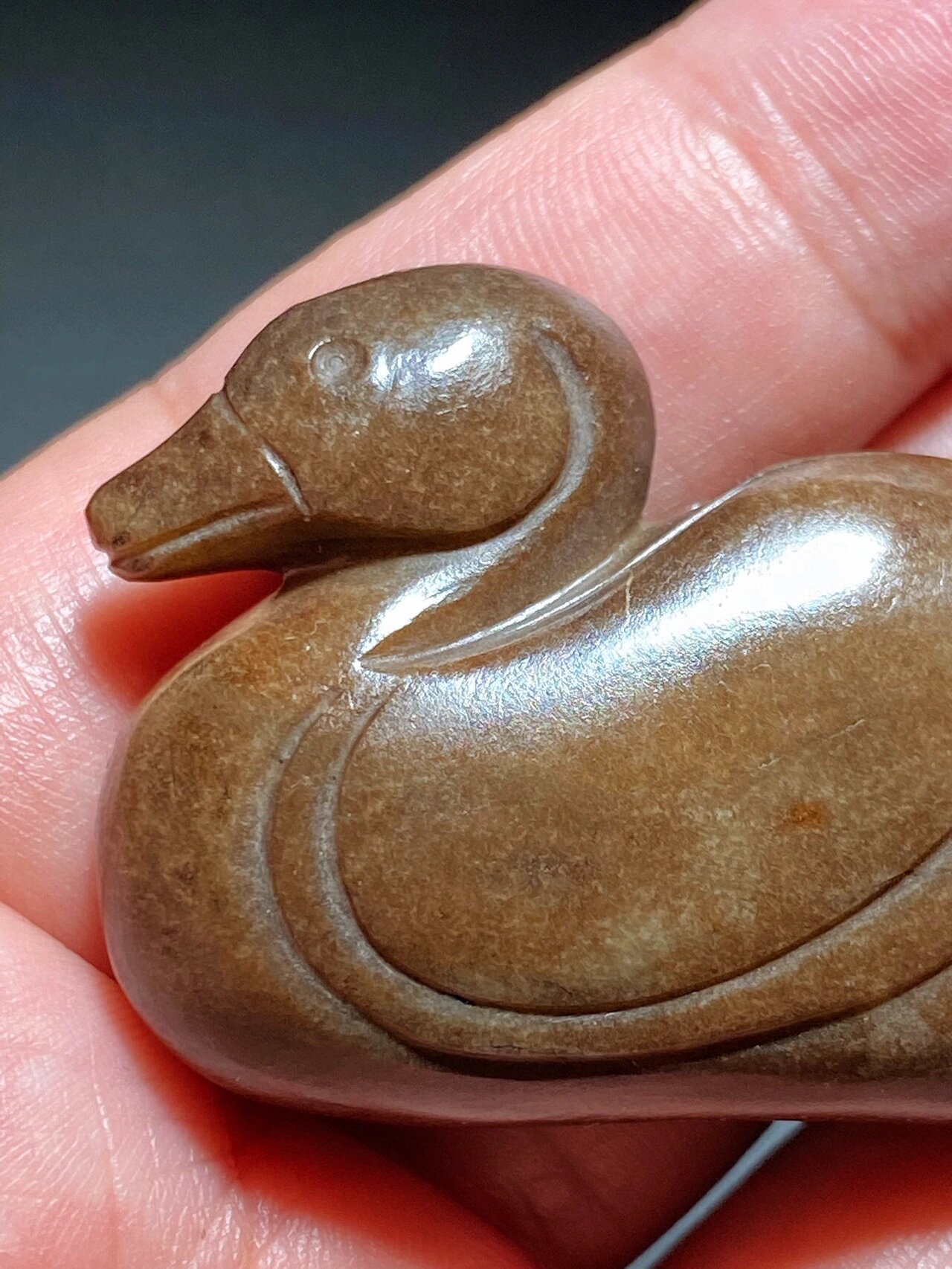 宋 和田玉籽料黑沁 玉雕 鸭子 玉鸭 挂件