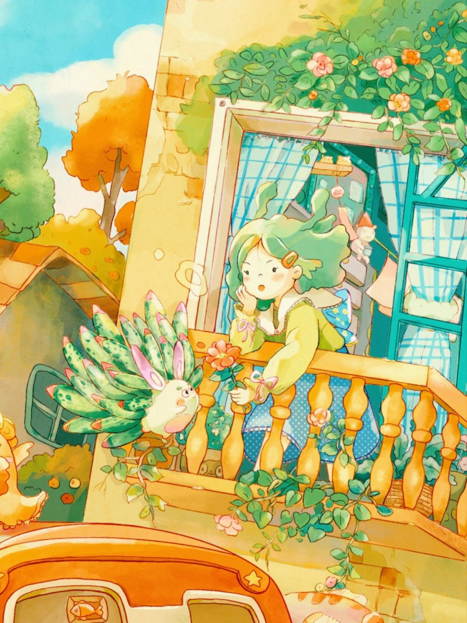 原创插画|开往海底的列车|附线稿 立秋了那就画一副秋天的画吧96