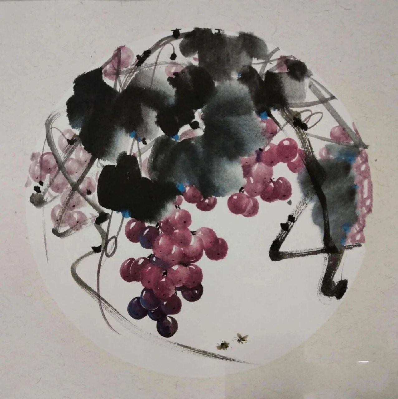 分享一组国画小品写意葡萄