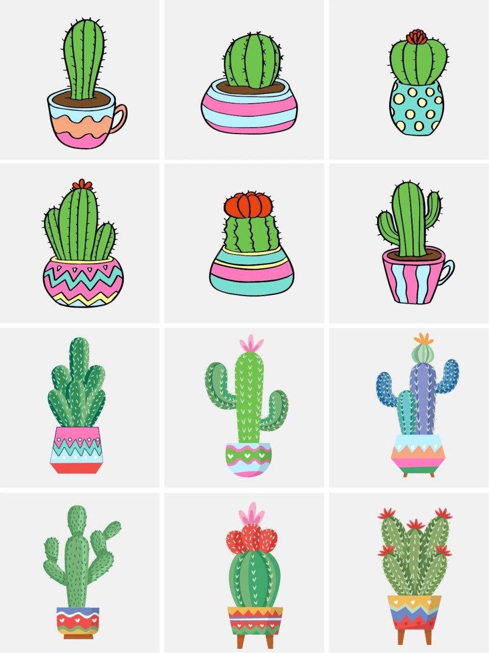 高清卡通植物～9191简笔画仙人掌～～ 91彩绘仙人掌