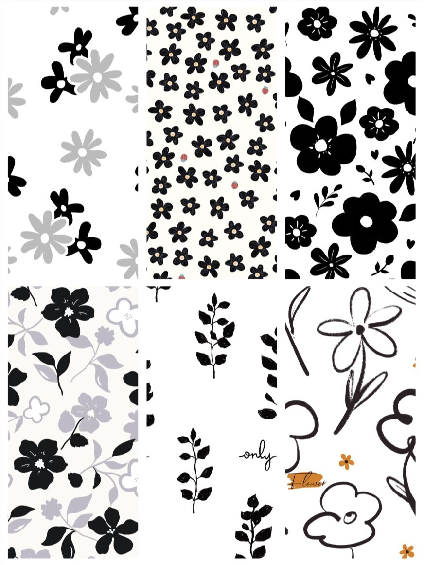 220期 简约花朵黑白灰系列 原创手机壁纸