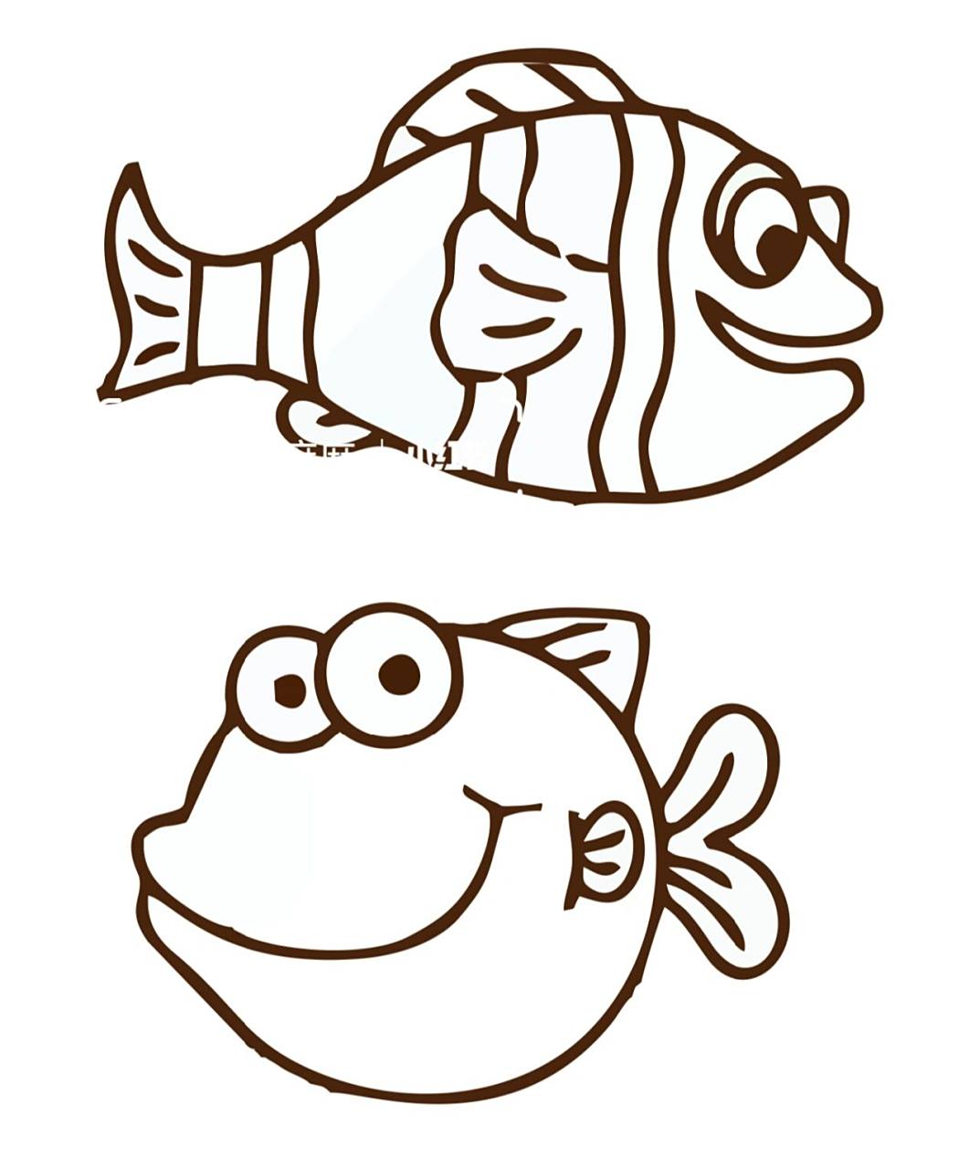 简笔画| 海洋生物可打印涂色 都是平时小孩子练绘画涂色的海洋生物