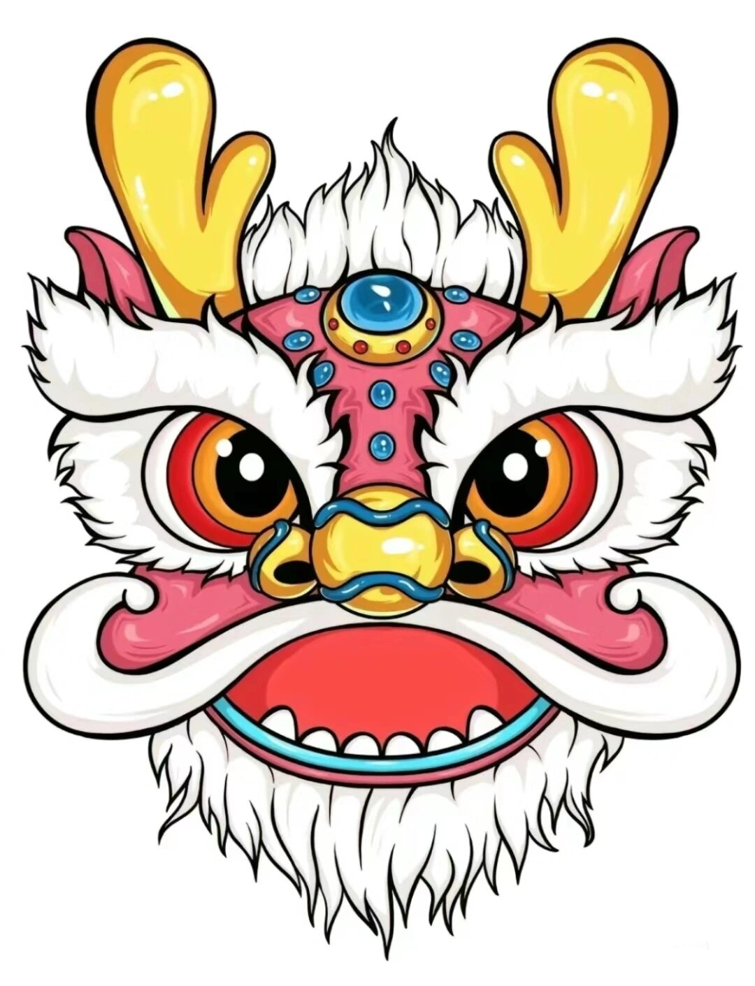 龙年龙头彩色可打印  彩色可打印