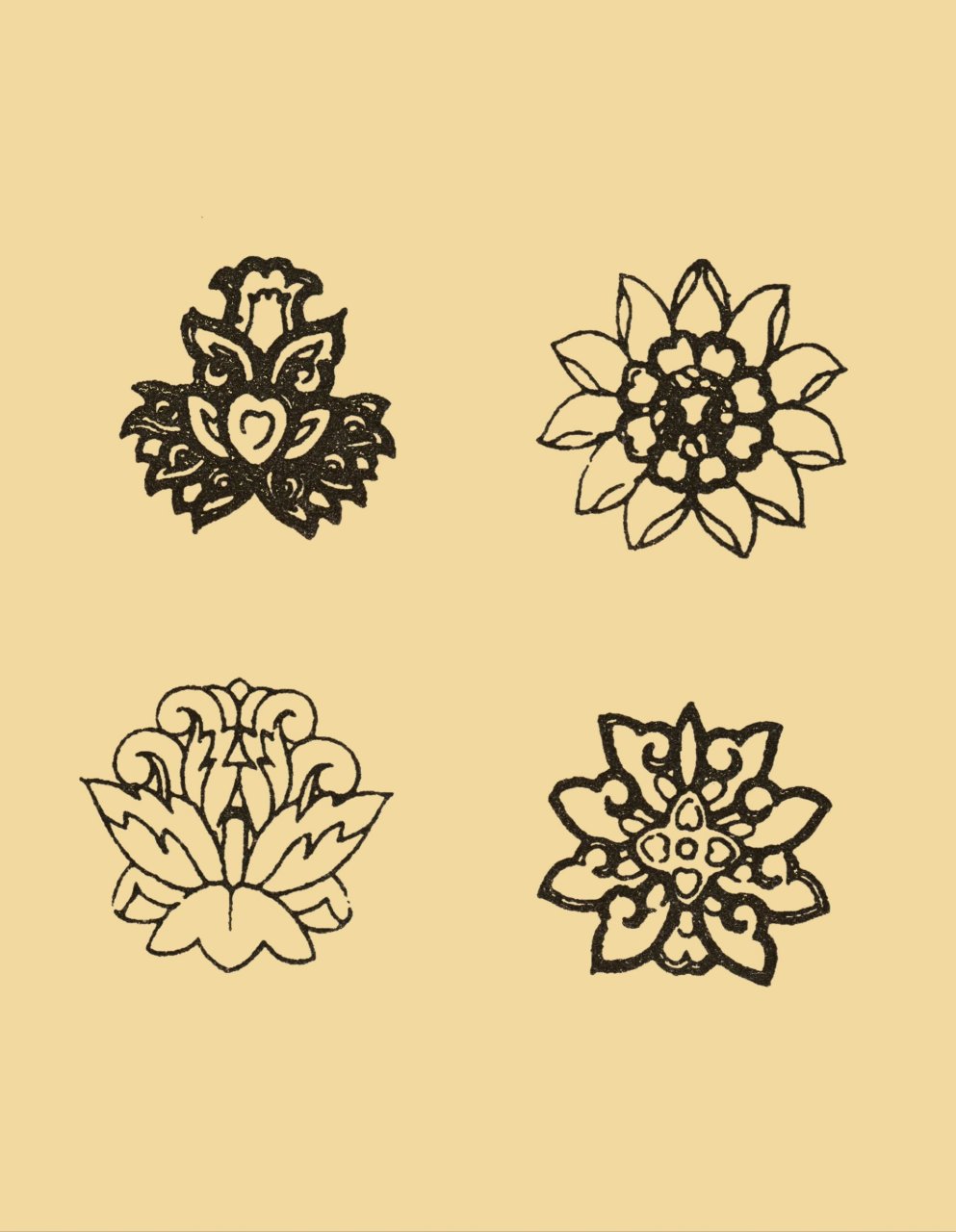 【传统吉祥纹饰】98对称花卉 98以宝相花构图,花叶具有对称装饰