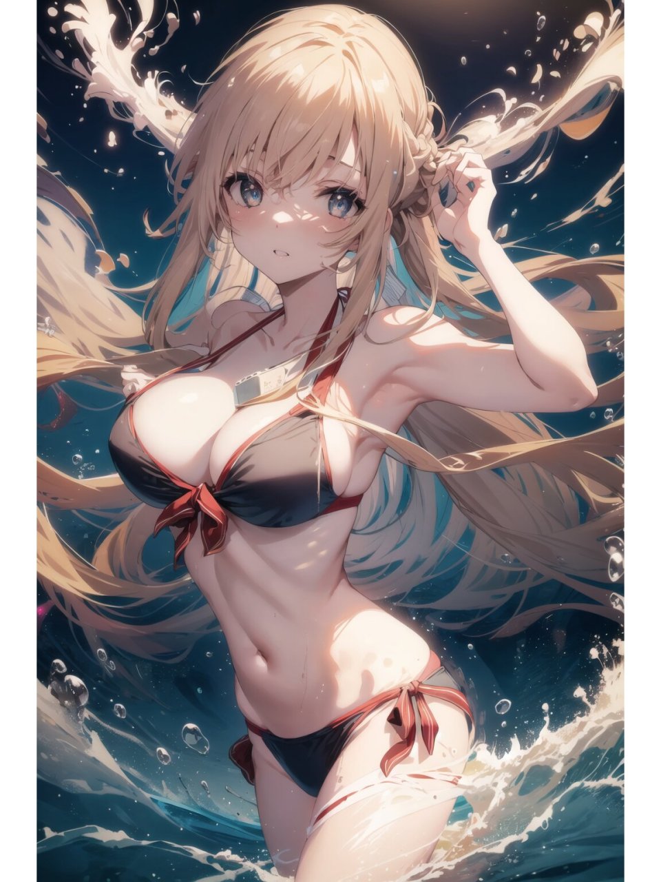 动漫壁纸推荐,亚丝娜泳装 这些都是我用ai生成的,调试了好久得出几张