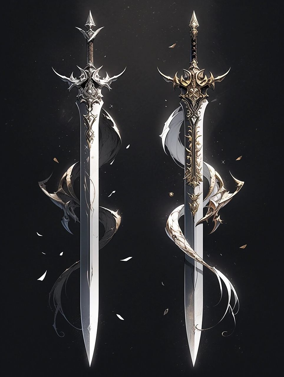 玄幻武器——阴阳双剑. 几组双剑提供给大家做素材