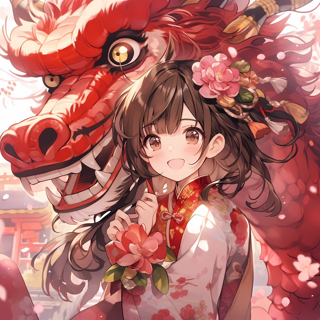 龙年头像|古风小女孩|满满的年味儿