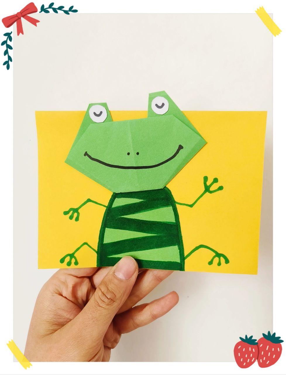 小青蛙折纸(步骤图) 少儿创意折纸,可爱的小青蛙,适合低龄儿童的折纸