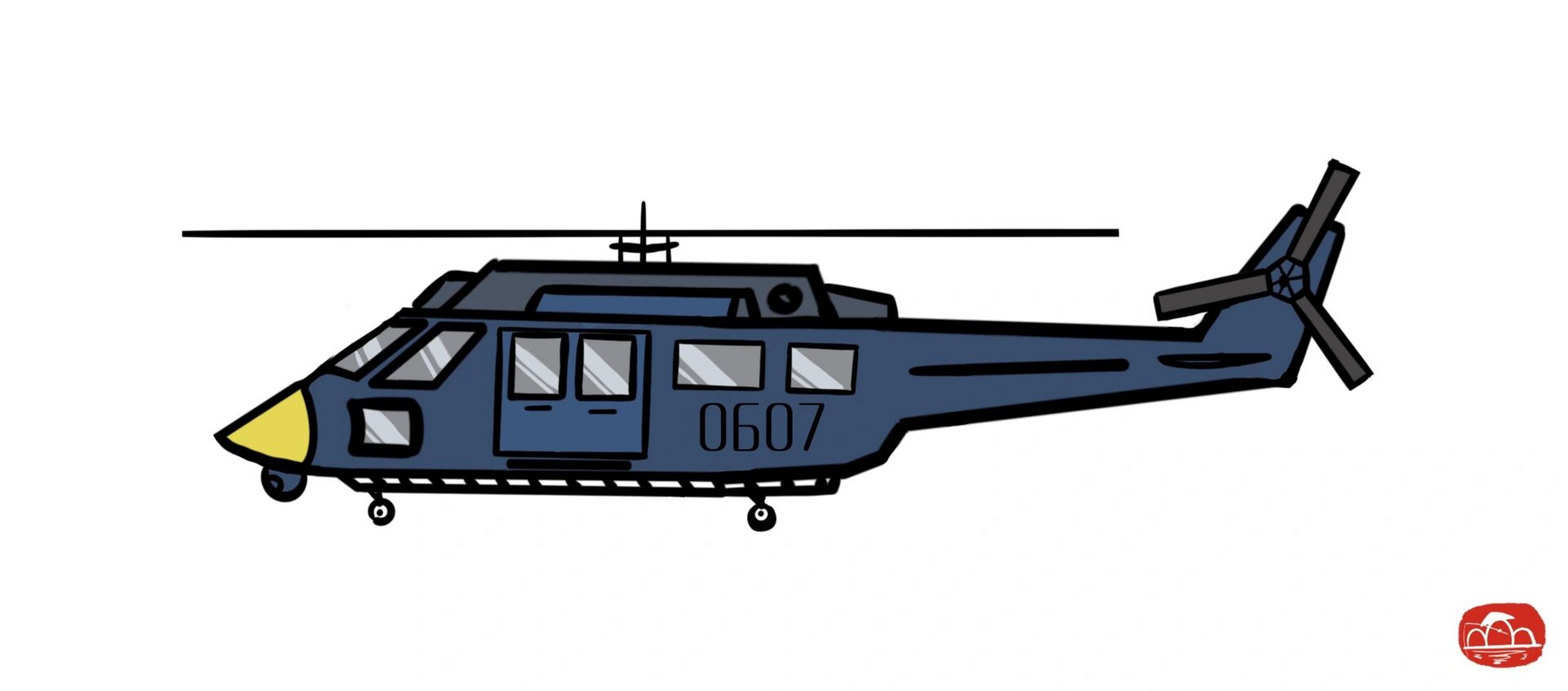 军用直升飞机简笔画