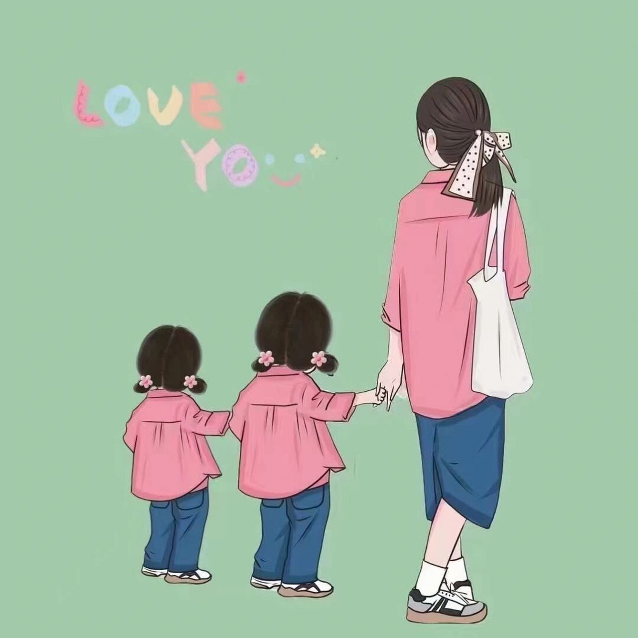 79 | 亲子卡通头像 母子母女头像背景图 (家里两宝 全都有)