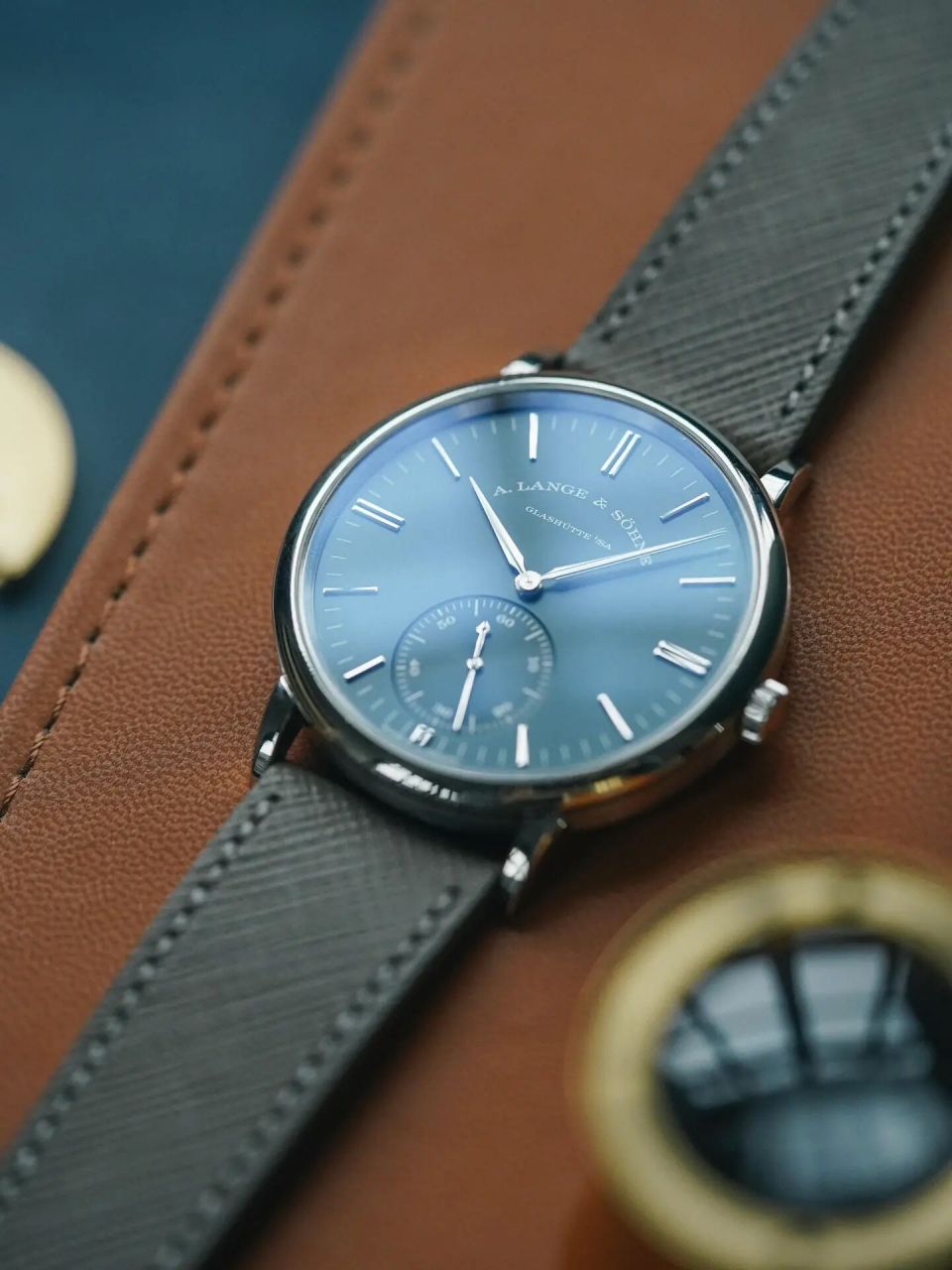 这才是表 朗格 blue series 自动舵小三针 这只罕见的蓝色表盘朗格