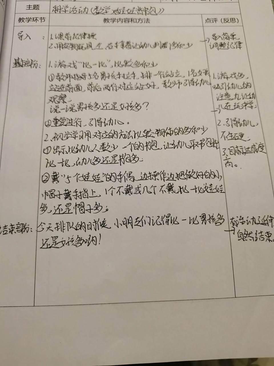 幼儿园听课记录    小班听课记录手写