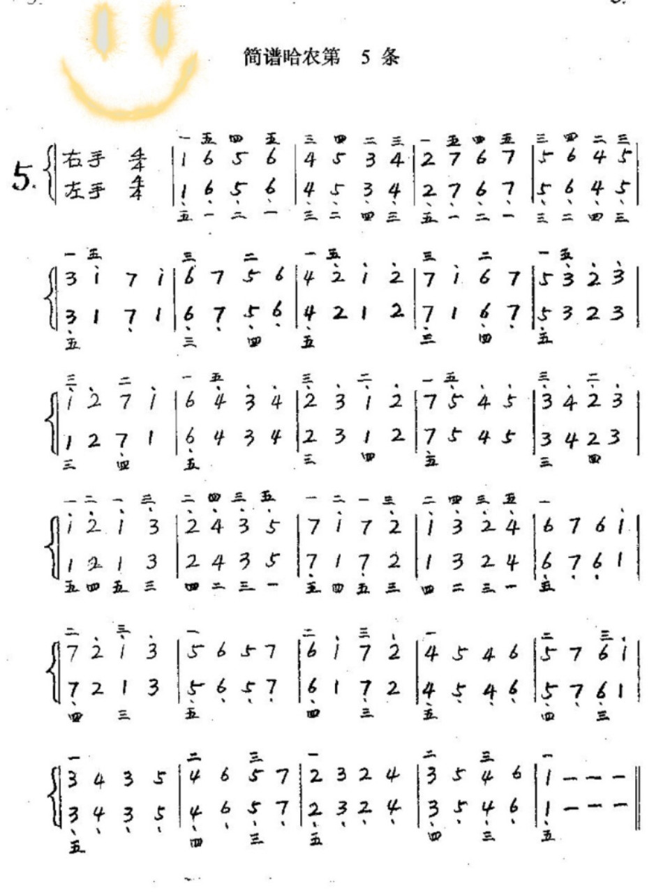 哈农8215初学者8215指法简谱 初学者收手指训练必备.