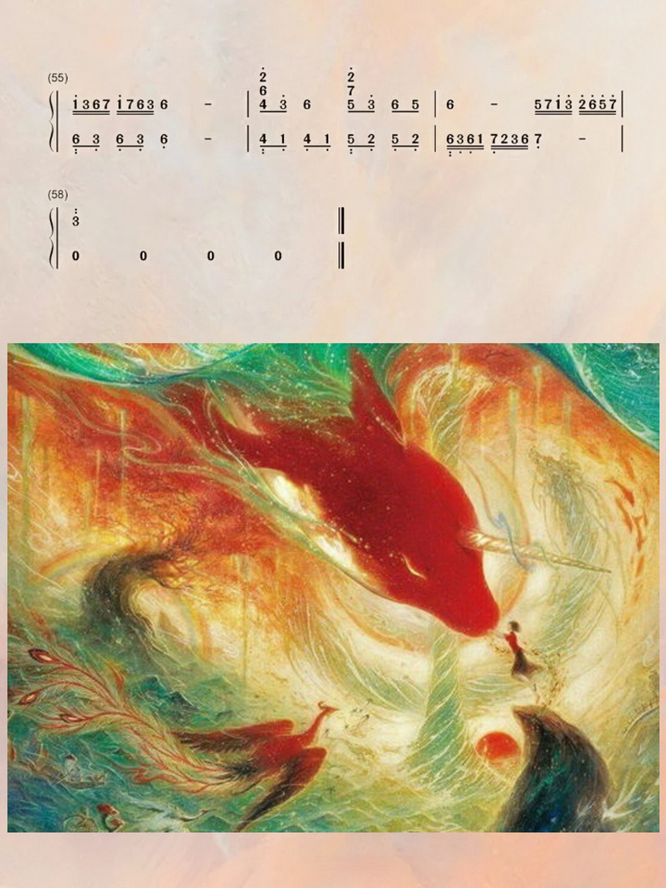 钢琴电子琴谱|大鱼海棠《大鱼》双手数字简谱 "上古有大椿者,以八千岁